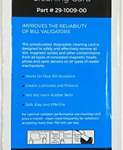 Dollar Bill Validator / Acceptor Pre-saturated Cleaning Card 10/pk