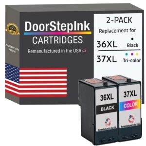 doorstepink remanufactured in the usa ink cartridge replacements for lexmark 36xl 36 xl / 37xl 37 xl 18c2170 black 18c2180 color for z series z2420 x series x6675 x6650 x5650 x4650