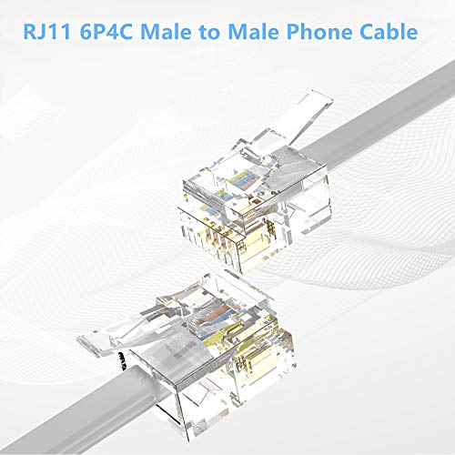 Short Phone Cord, 2 Pack 3 inch RJ11 6P4C Male to Male Telephone Landline Extension Cable Line Wire Connector for Landline Telephone, Modem, Fax Machine, White