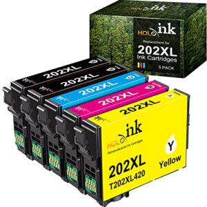 HOINKLO Remanufactured Ink Cartridge Replacement for Epson 202XL 202 XL T202XL use with Epson Workforce WF-2860 Expression Home XP-5100 (2 Black, Cyan, Magenta, Yellow, 5-Pack)