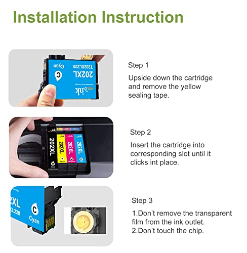 HOINKLO Remanufactured Ink Cartridge Replacement for Epson 202XL 202 XL T202XL use with Epson Workforce WF-2860 Expression Home XP-5100 (2 Black, Cyan, Magenta, Yellow, 5-Pack)