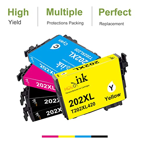 HOINKLO Remanufactured Ink Cartridge Replacement for Epson 202XL 202 XL T202XL use with Epson Workforce WF-2860 Expression Home XP-5100 (2 Black, Cyan, Magenta, Yellow, 5-Pack)