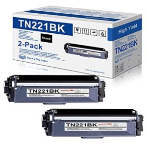 2-pack tn221bk tn-221 black toner cartridge replacement for brother tn221 tn-221bk mfc-9130cw hl-3170cdw hl-3140cw mfc-9330cdw printer