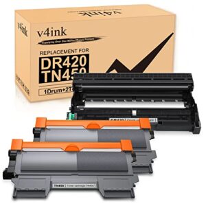 v4ink compatible toner cartridge and drum unit replacement for brother tn450 tn420 dr420 use with hl-2270dw hl-2280dw hl-2230 hl-2240d mfc-7240 mfc-7360n mfc-7860dw 3 packs (1 drum+2 toner) (black)