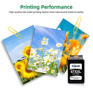 67XL Black Ink Cartridge High Yield Replacement for HP 67 Ink 67XL 67 XL 67XXL for Envy 6055e 6055 6052 6075 Envy Pro 6455 6455e 6475 6452 6458 DeskJet 2755e 2755 4052 4155 Printer HP67