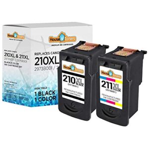 houseoftoners remanufactured ink cartridge replacement for canon pg-210xl cl-211xl 210 xl 211 xl for pixma ip2702 mp250 mp490 mp495 mx320 mx330 mx340 mx350 mx410 printers (1 black 1 color, 2pk)