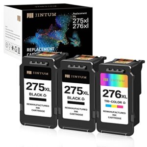 jintum remanufactured pg-275xl/cl-276xl ink cartridge replacement for canon 275 and 276 ink cartridges for canon pixma ts3522 tr4720 ts3520 printer (3 pack 2 black +1 tri-color)
