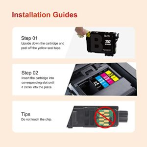 ejet 252XL Remanufactured Ink Cartridge Replacement for Epson 252 Ink 252 XL T252 T252XL Ink for Workforce WF-3640 WF-3620 WF-7210 WF-7710 WF-7720 Printer (2 Cyan, 2 Magenta, 2 Yellow, 6-Pack)