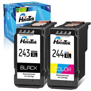 havatek remanufactured ink cartridge replacement for canon pg-243 cl-244 pg-245xl cl-246xl (1 black,1 color) to use with canon pixma ts3122 mx490 mx492 tr4522 tr4520 mg2522 mg2922 mg2520 printer