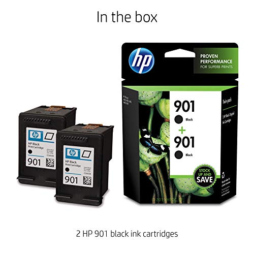 HP 901 | 2 Ink Cartridges | Black | Works with HP OfficeJet 4500, J4500 series, J4680 | CZ075FN