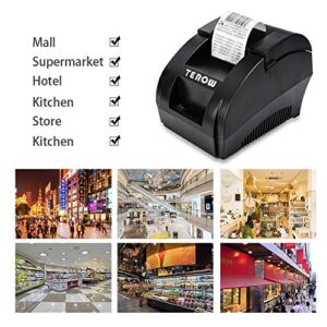 TEROW Thermal Receipt Printer, 58mm Max-Width Small USB Direct Printer with High-Speed Printing and USB Interface Support to ESC/POS/Window and Linux System Portable Printer for Cash Register