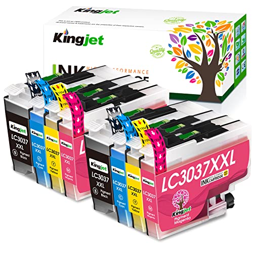 Kingjet Compatible Ink Cartridge Replacement for Brother LC3037 LC3037XXL Work with MFC-J5845DW MFC-J5845DWXL MFC-J5945DW MFC-J6545DW MFC-J6545DWXL MFC-J6945DW Printer, LC3037 BK C M Y Ink Cartridges