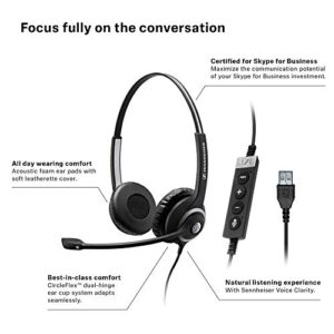 Sennheiser SC 260 USB MS II (506483) - Single-Sided Business Headset | For Skype for Business, Softphone, and PC | with HD Sound, Noise-Cancelling Microphone (Black)