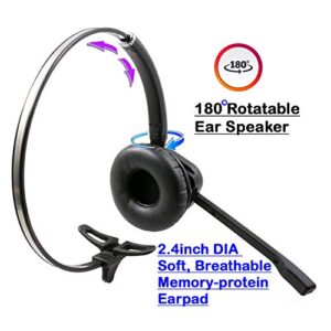 INNOTALK Wireless Headset Compatible with Polycom VVX 101, VVX 201, VVX 301, VVX 311, VVX 401, VVX 411, VVX 501, VVX 601 Phone with Remote Answering Cord(Explorer)