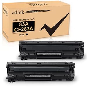 v4ink compatible cf283a toner cartridge replacement for hp 83a cf283a for use in hp pro mfp m127fw m127fn m125nw m201dw m201n m225dn m225dw m125a series printer (black, 2 pack)