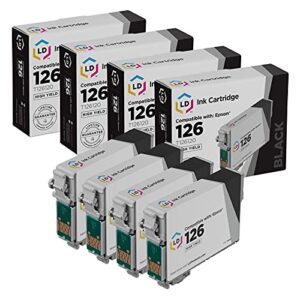 ld remanufactured replacement for epson 126 ink cartridges t126 high capacity refills (black, 4-pack) for use in workforce 435 520 635 645 wf-3520 wf-3530 wf-3540