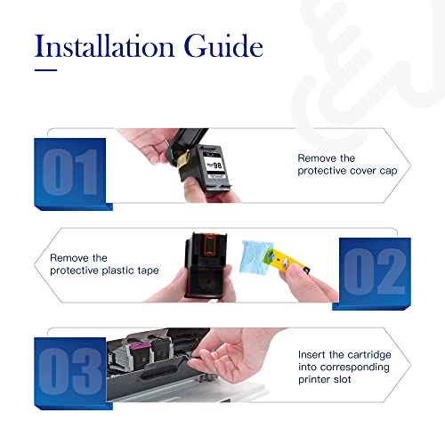 Valuetoner Remanufactured Ink Cartridge Replacement for HP 98 (C9364WN) for Officejet 150 100 6310 H470, PhotoSmart 2570 2575 8050 C4180 C4150, Deskjet 460 5940 D4145 D4155 Printer (Black, 2 Pack)