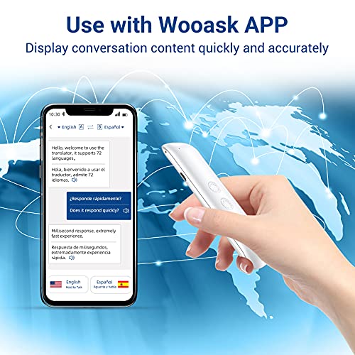 XURPURTLK Language Voice Translator Device Real Time 2-Way Translations Supporting 72 Languages for Travelling Learning Shopping Business Chat Recording Translations (White) (G5)