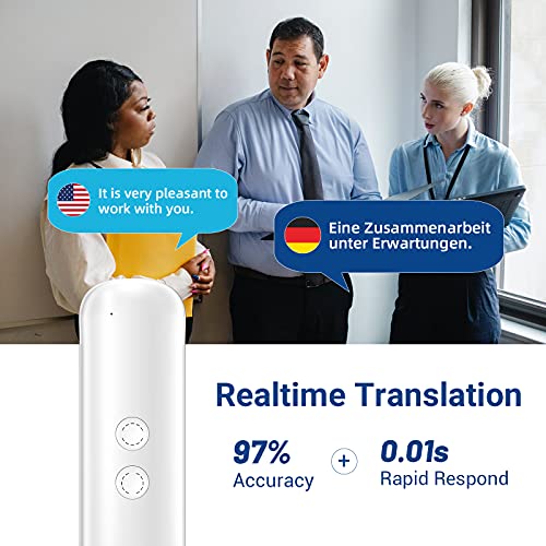 XURPURTLK Language Voice Translator Device Real Time 2-Way Translations Supporting 72 Languages for Travelling Learning Shopping Business Chat Recording Translations (White) (G5)