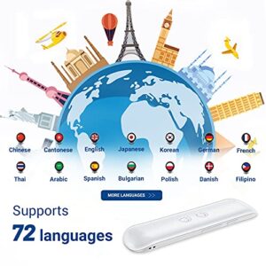 XURPURTLK Language Voice Translator Device Real Time 2-Way Translations Supporting 72 Languages for Travelling Learning Shopping Business Chat Recording Translations (White) (G5)