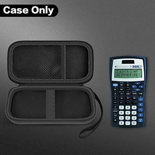 Case Compatible with Texas Instruments TI-30XIIS Scientific Calculator, Travel Office Calculators Storage Holder Bag with Extra Mesh Pocket for Pens, USB Cables and Accessories (Bag Only) - Black