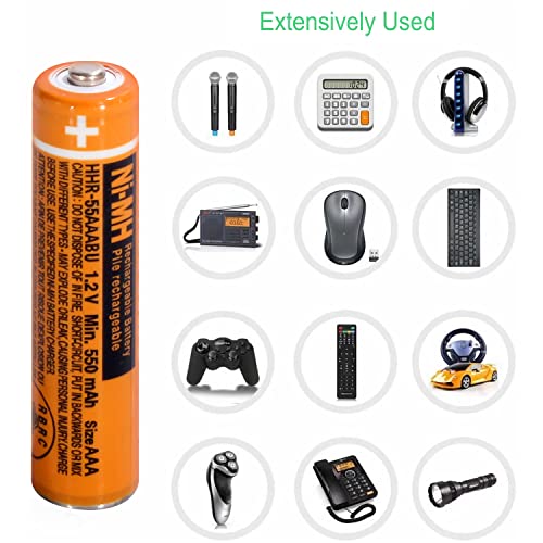 EOCIK 8 Pack HHR-55AAABU NI-MH Rechargeable Battery for Panasonic 1.2V 550mAh AAA Battery for Cordless Phones
