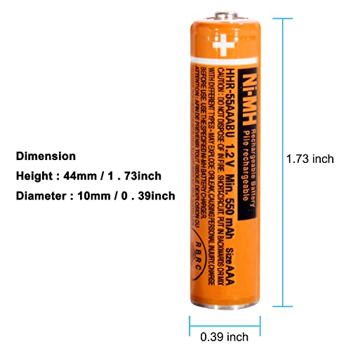 EOCIK 8 Pack HHR-55AAABU NI-MH Rechargeable Battery for Panasonic 1.2V 550mAh AAA Battery for Cordless Phones