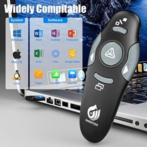 AMERTEER Wireless Presenter, PPT Controller Presentation Remote Control Laser Pointer USB Mouse Clicker Flip Pen