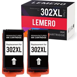 lemero remanufactured ink cartridge replacement for epson 302 302xl 302 xl to use with expression premium xp6100 xp-6100 xp6000 xp-6000 printer ( black, 2 pack )