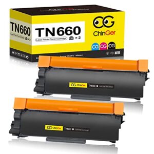 chinger compatible toner cartridge replacement for brother tn660 tn-660 tn630 for hl-l2300d hl-l2320d hl-l2380dw hl-l2340dw mfc-l2700dw mfc-l2707dw dcp-l2540dw printer (black, 2-pack, high yield)