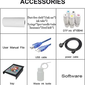 PUNEHOD A3 DTF Transfer Printer with Roll Feeder, Direct to Film Print-preheating Printer,L1800 DTF Printer for Dark and Light Clothing VS DTG Printer (A3 DTF Printer+Oven)