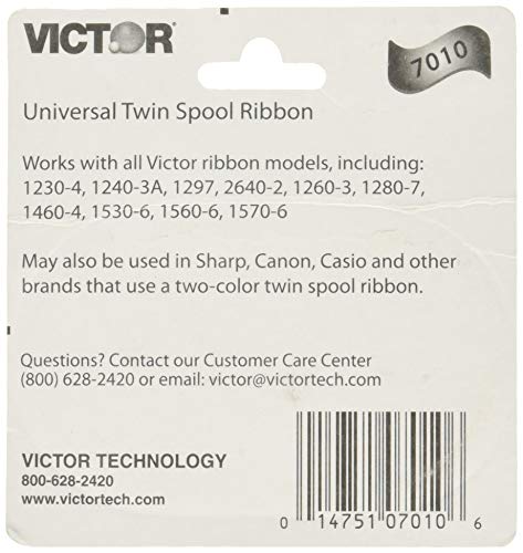 Reg Victor 7010 Universal Twin Spool Ribbon for Compatible Sharp, Canon, Casio, and Other Calculators (1230-4, 1240-3A, 1297, 2640-2, 1260-3, 1280-7, 1460-4, 1530-6, 1560-6, 1570-6), Black/Red, Pack of 2