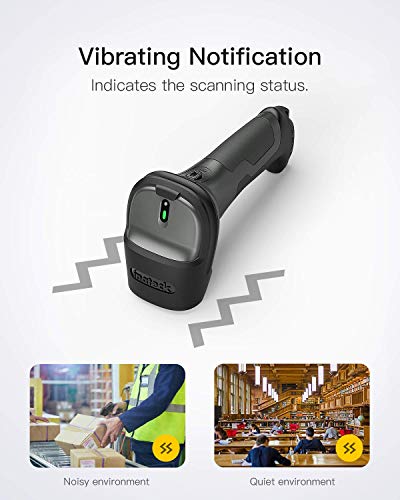 Inateck Super Wireless Barcode Scanner, Transmission Range Up to 330ft, Wireless Adapter and Build-in Bluetooth, Working Time Approx. 30 Days, with Vibrating Function, Pro 7