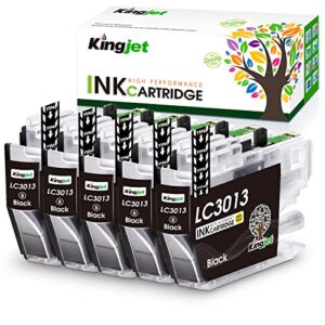 kingjet lc3013 compatible ink cartridge replacement for brother lc3013 ink cartridges use with mfc-j491dw mfc-j497dw mfc-j690dw mfc-j895dw printers (5 black) – lc3013bk lc3011bk