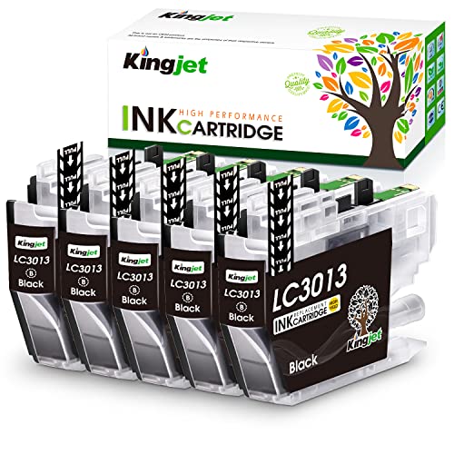 Kingjet LC3013 Compatible Ink Cartridge Replacement for Brother LC3013 Ink Cartridges Use with MFC-J491DW MFC-J497DW MFC-J690DW MFC-J895DW Printers (5 Black) - LC3013BK LC3011BK