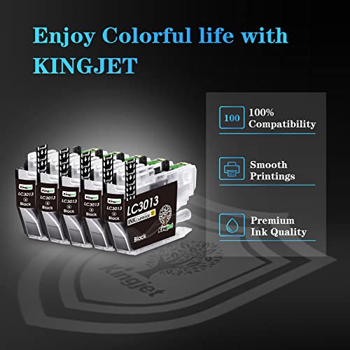 Kingjet LC3013 Compatible Ink Cartridge Replacement for Brother LC3013 Ink Cartridges Use with MFC-J491DW MFC-J497DW MFC-J690DW MFC-J895DW Printers (5 Black) - LC3013BK LC3011BK