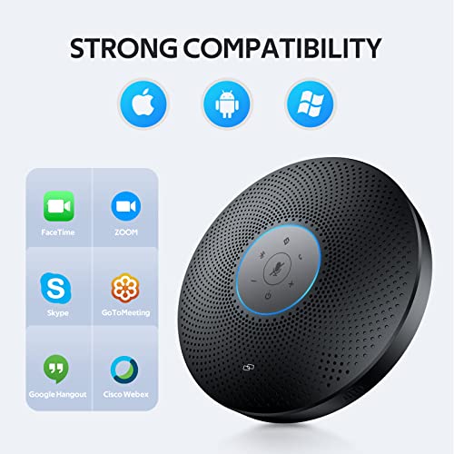 Bluetooth Speakerphone - EMEET M2 Max 48kHz Professional 4 HD Mics Conference Speaker up to 15 People, VOICEIA Noise Reduction & Enhanced 360° Voice Pickup, USB Dongle Daisy Chain For Home Office Gray