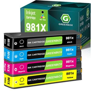 greenbox remanufactured 981x ink cartridge replacement for hp 981x for hp pagewide enterprise color 556, 556dn, 556xh, mfp 586, mfp 586z, mfp 586dn, mfp 586f (4 pack)