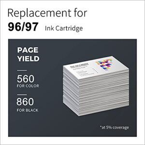 LemeroUexpect Remanufactured Ink Cartridge Replacement for HP 96 97 C8767WN C9363WN Combo Pack for DeskJet 5740 5940 9800 6988 6980 OfficeJet 7310 7210 Photosmart 8050 2610 Printer (Black Color, 2P)