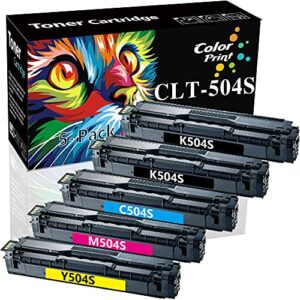 5-pack colorprint compatible 504s toner cartridge replacement for samsung clt-504s clt504s k504s clt-m504s clt-c504s clt-y504s used for clp-415nw clp-475 clx-4195fw xpress c1810w c1860fw (2b 1c 1m 1y)