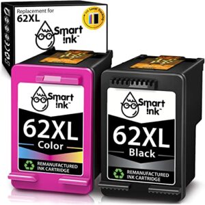 smart ink remanufactured ink cartridge replacement for hp 62xl 62 xl (black & tricolor 2 combo pack) to use with envy 7640 5660 7645 5540 5643 5661 5664 5663 5640 5642 officejet 5740 5746 5745 8040