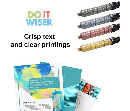 Do it Wiser Compatible Printer Toner Cartridge Replacement for Ricoh MP C307 MP C306 MP C406 MP C407 - 842091 842092 842093 842094 (Black, Cyan, Magenta, Yellow, 4Pack) High Yield