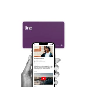 linq digital business card – smart nfc contact and networking card (purple)