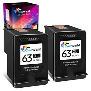 coloworld remanufactured 63xl black ink cartridge replacement for hp 63 xl for hp officejet 3830 3831 5252 4650 5258 5255 envy 4520 3634 deskjet 3636 3630 1112 1110 3637 3639 printer (2 pack)