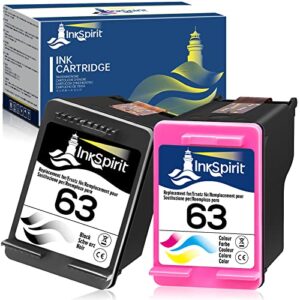 inkspirit remanufactured ink cartridge replacement for hp ink 63 compatible with officejet 3830 5255 5258 4650 4652 4655 envy 4520 4512 4513 4516 deskjet 1112 2130 3630 3632 3634 2130 2132 printer