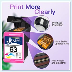 InkSpirit Remanufactured Ink Cartridge Replacement for HP Ink 63 Compatible with OfficeJet 3830 5255 5258 4650 4652 4655 Envy 4520 4512 4513 4516 DeskJet 1112 2130 3630 3632 3634 2130 2132 Printer