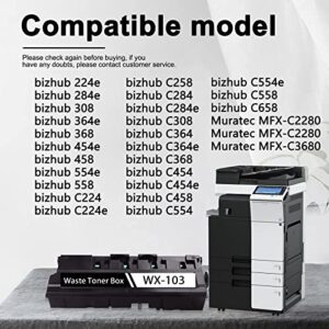 (1 Pack, Black) Compatible WX-103 (A4NNWY1) WX103 Waste Toner Box Replacement for Konica Minolta bizhub 224e 284e 308 364e 368 454e 458 554e 558 C224 C224e Printer, Sold by ARGINK