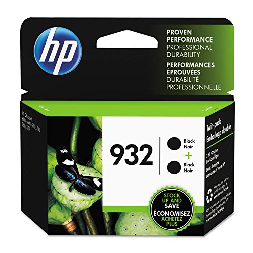 HP 932 | 2 Ink Cartridges | Black | Works with HP OfficeJet 6100, 6600, 6700, 7110, 7510, 7600 Series | CN057AN