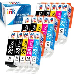 st@r ink tr8620a ink cartridges compatible replacement for canon 280 281 xxl 280xxl 281xxl for pixma tr8620 tr8622 tr8622a tr8520 tr7520 ts6320 ts6220 ts6120 tr8500 tr8600 printer, 15-pack