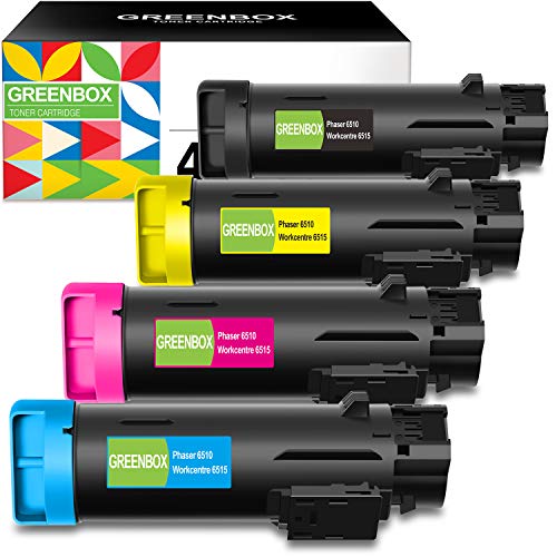 GREENBOX Remanufactured 6510 High-Yield Toner Cartridge Replacement for Xerox 6515 106R03480 106R03477 106R03478 106R03479 for Phaser 6510N 6510DN 6510DNI Printer (1 Black 1 Cyan 1 Magenta 1 Yellow)